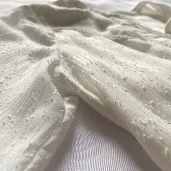 LOST + WANDER WHITE TEXTURED BUTTON FRONT SMOCKED WAIST TASSEL MAXI DRESS - S - Picture 7 of 10